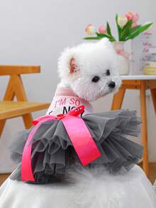 PETCIRCLE 1 bộ quần áo thú cưng ngày Valentine, trang phục cho chó mèo, váy ngoài trời phong cách thường ngày dễ thương lãng mạn cho chó nhỏ, chó con, chó poodle, chó gấu bông, váy voan cưới thời trang. - Nhiều màu - Xem 2