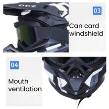 Full Face Motorcycle Helmet & Protective Gloves Set - Breathable Hard Shell Helmet With Ventilation, Impact-Resistant Gloves For Motocross/Off-Road Riding - Send Black Gloves - View 6