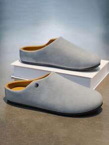 青少年闭趾男士2026春秋新款男士外套/拖鞋，简约舒适软底，男女同款半截拖鞋，时尚百搭鞋款 - 灰色 - 查看 9