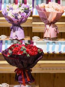 20pcs/Pack Waterproof Dual-Color English Floral Wrapping Paper, Flower Bouquet Packaging Material - 20PCS/Pack - View 11