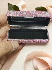 Luxury Crystal Lipstick Case With Rhinestones, Lipstick Holder With Cover, Portable Travel Size Single Lipstick Container - Multicolor - View 4