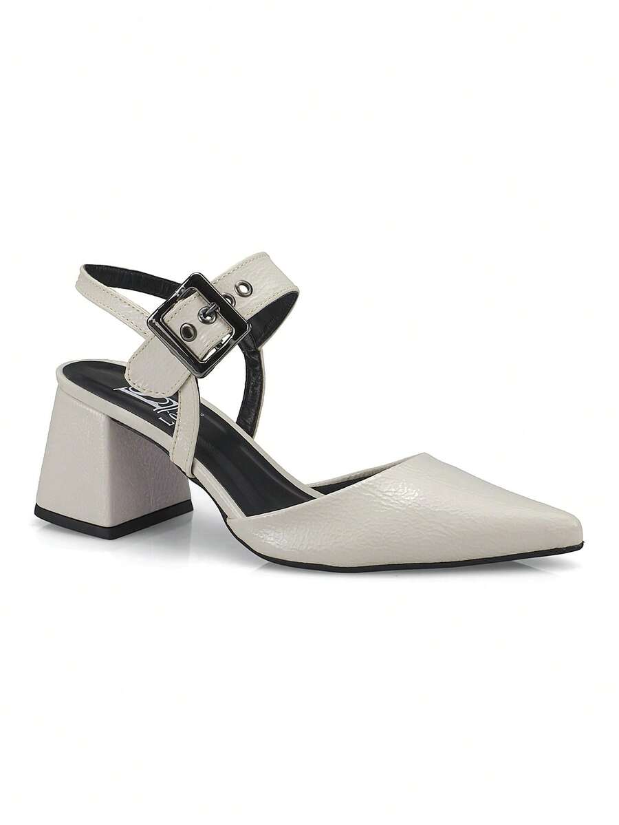 Women's Pointed Toe Pumps Comfortable Block Heel With Buckle Dress Shoes 18400 - 離開 - 查看 1
