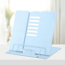 Metal Desk Book Holder, Adjustable Cookbook & Document Holder, Portable Bookstand For Music Books, Textbooks, Recipes, Tablets & IPads (Macaron Blue) - MacaronBlue - View 2