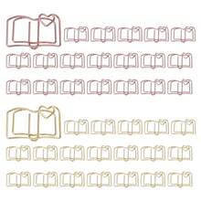 40pcs Book Shape Paper Clips With Clear Box, Rose Gold And Yellow Gold, Funny Cute Paperclips Bookmarks Planner Clips For Fun Office Supplies Schoolsss Gifts Wedding Decoration - Sách 40 cái - Xem 2