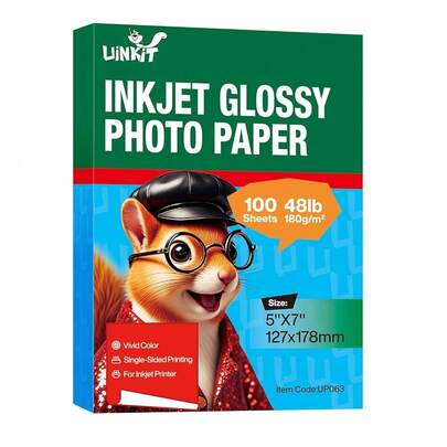 Premium Glossy Inkjet Photo Paper - 5x7 Inch, 48lb 180gsm, 100 Sheets - Professional Photographic Quality, Dye Ink Compatible, High-Gloss Finish For Stunning Portraits & Art Prints