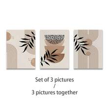 极简波西米亚风墙面艺术三件套 - 黑白抽象植物印花，可选带框/不带框，打造卧室、办公室或客厅的禅意画廊墙 - 彩色 - 查看 15