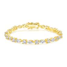 MDFUN 1条经典优雅高端3.5毫米+3*6毫米锆石金手链，适合女士日常及节日佩戴，珠宝礼品 - 金色 - 查看 4