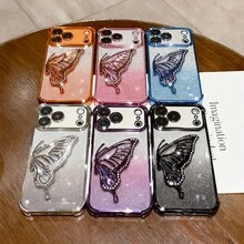 耐摔防摔手機殼 適用於 iPhone 17 透明時尚電鍍 避震氣囊流沙蝴蝶支架手機殼 適用於 iPhone 17/6/7/8/X/XS/XR/11/12/13/14/15/16/16e, Galaxy S22/23/24/25/S24 FE/S25 EDGE, A04/05/06/A07/A14/A15/A16/A17/A24/A25/A34, Note 9/10/11/12/13 , 9/10/12/13C 14C, MOTO, Honor X, HW, RENO C53 C55 - 紫色 - 查看 6