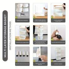 多层易组装书架、简约落地式衣柜、多功能储物柜、可移动桌边书架、落地式办公桌推车、图书收纳架、办公学习收纳架、笔筒、教科书及文件整理架 - 彩色 - 查看 9