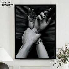 1Pc Wooden Frame Wrapped Canvas Painting, Couple Holding Hands Canvas Painting, Modern Living Room And Bedroom Wall Decoration, Home And Office Wall Decoration, Perfect Gift And Home Decoration, Wrapped Canvas Painting, 2D Flat - Black - View 7