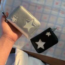 Korean Style Star Card Holder, Minimalist Fashion Portable Multi-Functional Travel Document Purse. - màu đen - Xem 2