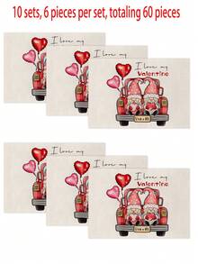 1pc/4pcs/6pcs/60pcs Valentine's Day Polyester Decorative Placemats, Pink Heart, Car, Balloon Placemats, Stain-Resistant, Suitable For Home, Restaurant, Dining Table Decor, Housewarming, Birthday Gifts - Multicolor - View 24