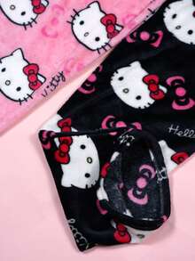 Official Sanrio Flannel Pajamas, Cute Hello Kitty Ladies' Casual Lounge Pants, Pink Cartoon KT Print, Fashionable Sleepwear For Autumn - Pink - View 5