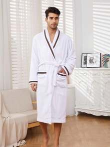 1件男女通用加绒浴袍，酒店品质，男女皆宜，加厚保暖长款浴袍，情侣休闲睡衣，送给女友的绝佳礼物，浴室毛巾，浴室装饰及配件 - 蕾絲浴袍-L碼 - 查看 13