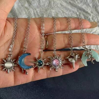 新款银色双星项链，双星友谊吊坠长链，男女皆宜的最佳礼物