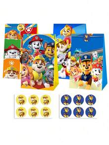 Paw Patrol 汪汪队立大功主题生日派对装饰纸质礼品袋，共81624个，包含Chase、Skye、Rubble、Zuma图案的礼品袋和糖果袋，适合生日和节日糖果袋及礼品袋，非常适合生日礼物包装、派对节日纸袋，也适合圣诞节和万圣节纸质礼品收纳袋。 - 彩色 - 查看 3