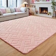 Alfombra de Felpa con Espuma Viscoelástica 4x6 Pies, Negro Geométrica Moderna, Textura Shag Antideslizante y Lavable - Rosado - Ver 4