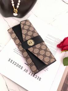 Carteira feminina vintage estilo vintage, longa, grande, floral, com zíper duplo, para celular, multifuncional, moderna, para dinheiro e outras despesas. - Preto - Ver 2