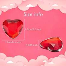2D Flat - 50/100 Red/Pink Sparkling Heart-Shaped Rhinestones - Acrylic Imitation Decorative Beads, Suitable For Valentine's Day, Weddings, Crafts, Art Supplies, And Hobbyists - Accessories - View 4