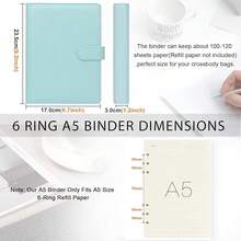 A5 Binder 6 Ring Loose Leaf Personal Organizer Binder Cover Makaron Blue Portfolio For Interview, Conference, Business,6 Ring A5 Binder - 馬卡龍藍色 - 查看 6