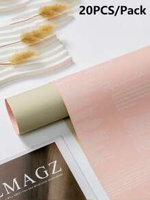 20pcs/Pack Waterproof Dual-Color English Floral Wrapping Paper, Flower Bouquet Packaging Material - 20PCS/Pack - View 20