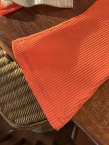 Girls' Fashion Cloud Embroidery Button-Up Short Sleeve Shirt With Orange Flared Pants 2 Pieces Set - Burnt Orange - View 7