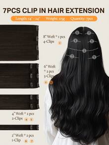 DOORES 7片装夹式接发片，100%真人发，深棕色，14-24英寸，115克，Remy接发片，适用于夹式真人发，隐形直发，浓密丝滑，打造蓬松自然的直发造型，长款夹式接发片，适合头发稀疏的男女，冬季圣诞节角色扮演/校园/约会之夜等场合。 - S2 - 查看 4