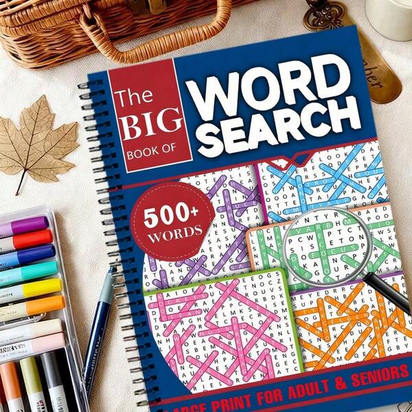 Back To School! Word Search Puzzle Book, Double Spiral Binding 22 Pages, Suitable For Adults And Seniors - 500+ Words, Large Font, Latest Vocabulary, With Word Builder, Improve Memory And Cognition, Gift For Retired Parents, Valentine's Day, Mother's Day, Christmas (Large Font)