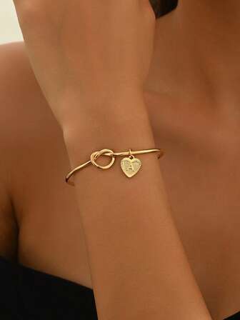 1 件女士个性化几何多功能心形开口字母手链配饰