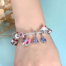 Cute Panda Animal 925 Sterling Silver Charms For Bracelets And Necklace Dangle Pendants Butterfly Elephant Dog Bead Jewelry Present For Women Family Friends - 兩把粉紅刀叉吊墜 - 查看 7
