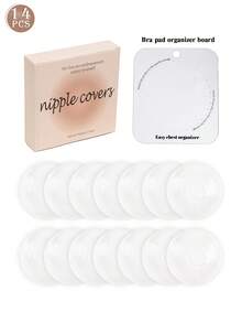 8/14/16 Pcs Reusable Nipple Covers For Women, Silicone Invisible Breast Petals With Travel Case And Storage Board, Nipple Pasties Set - Multicolor - View 8