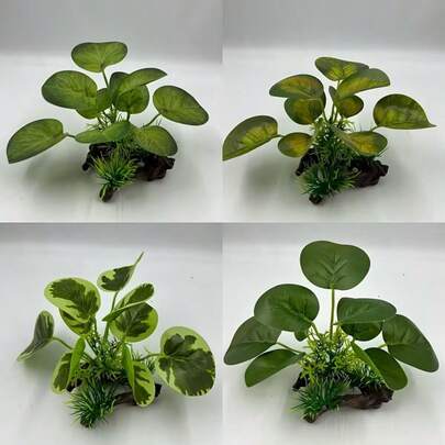 1pc Circular Leaf Artificial Aquarium Water Grass, Fish Tank Decor, Terrarium Decoration For Reptiles And Amphibians, Fake Aquatic Plants