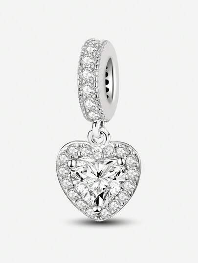 1个闪亮心形串珠吊坠，适合女士手链、手镯DIY饰品制作及日常配饰，适合女孩佩戴