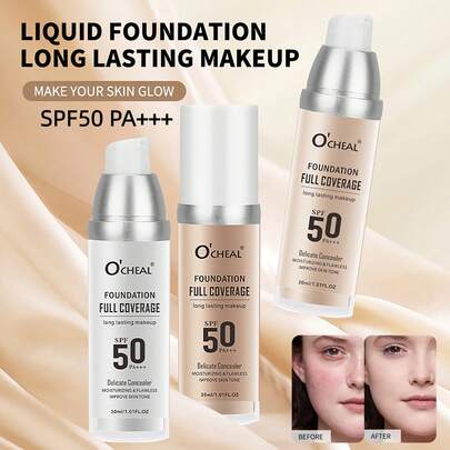 4 en 1 Base de maquillaje con protector solar SPF 50, base de maquillaje que cambia de color, corrector líquido hidratante hipoalergénico de larga duración, resistente al agua y con hidratación profunda para todo tipo de piel, Neto: 30ml