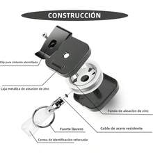 2 Piezas Llavero Retrctil, Yoyo para Gafete con Clip de Metal, Clip Retrctil para Tarjetas de Identificacin, Carrete retrctil con de 23.5 Pulgadas, Porta Llaves retractil Redondo - Clásico - Ver 4