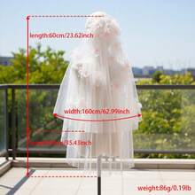 1 Stück handgefertigter doppellagiger romantischer kurzer rosa Blumen- & Kunstperlen Braut-Haarschmuck, elegantes Hochzeits-Schleier-Accessoire mit Haarkamm - Verschiedenfarbig - Übersicht 3