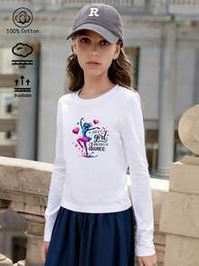 Geripptes Langarmshirt für Kinder mit hohem Baumwollanteil, inspiriert von sportlichen Designs für Frühling und Sommer, mit aufwendiger Illustration, weichem Fall und atmungsaktivem Jersey-Material. Perfekt für Valentinstag, Strand, Frühling, Freizeit und Urlaub.