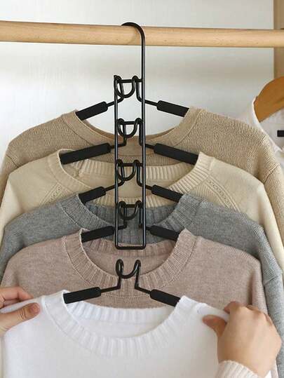 رف ملابس معدني متعدد الطبقات (5 طبقات) مع وسادات رغوية مانعة للانزلاق، قابل للطي والإزالة للاستخدام الداخلي