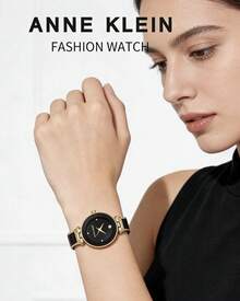 Anne Klein Women's Dress Watch, Stainless Steel Expandable Strap, Round Dial, Ultra-Thin Bangle Style Wristwatch - Black - View 5