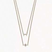 This Elegant Rose Gold-Plated Sterling Silver Layered Necklace Features Crystal-Embellished Crescent Moon And Star Pendants – Emporio Armani EG3393221 – A Sophisticated, Romantic Everyday Piece For Women, Leading The 2025 And Perfect As A Gift For Date Nights, Office Fashion, Festive Occasions, Or Eye-Catching Styles. - Rose Gold - View 2