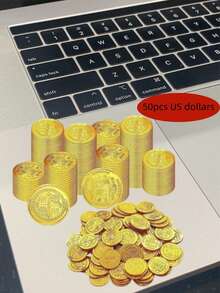 50pcs Plastic Pirate Coins Treasure Hunt Toy, Party Favor Fake Gold Coins, Pirate Adventure Theme Party Supplies, Christmas Gift