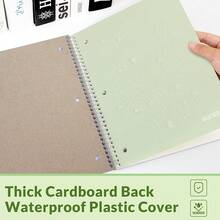 SUNEE Spiral Notebook, 1-Subject, Graph Ruled Paper, 8\ X 10-1/2\, 100 Sheets Per Notebook, 3-Hole Punched Paper, Water Resistant Cover, Spiral Grid Notebooks For Work, Home, Schoolsss, Writing, Green - Hijau - View 5