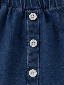 1 Set Baby Girls' Fresh & Cute Blue & White Plaid Daisy Print Ruffle Sleeve Top & Lightweight Denim Skirt 2-Piece Outfit, Energetic Sweet Style For Daily Wear, Summer - Blue - View 5