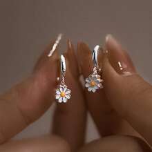 女士精美垂坠耳环 - 銀色 - 查看 5