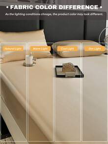 1pc Champagne Gold Satin Fitted Sheet - Sateen Fitted Sheet, Single/Double Bed Cover, Glossy & Soft, Fits Mattress Up To 12 Inch, Machine Washable, Comfortable For All Seasons, Lightweight & Luxurious, Dust-Proof Bed Cover, Available In Multiple Sizes, Great For Birthday, Christmas Gift, Casual Fitted Sheet In Multiple Colors (No Pillow Case Or Pillow Insert) - View 5