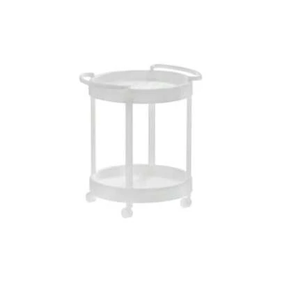 CYPNItalhome Mesita De Plástico Redonda con Ruedas Carrito Organizador De Servicio 2 Niveles Mesa Auxiliar BinoFashion