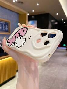 1 pieza Funda de teléfono con protección de lente gruesa antirraídas, con textura de mármol crema y patrón minimalista de pez y gato, compatible con iPhone, Redmi, OPPO, Vivo/Transsion, una opción de moda y protección - Blanco - Ver 3