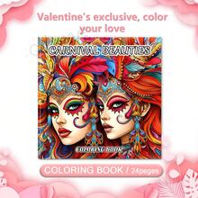 GDTME 24页艺术嘉年华成人涂色书，原创设计，适合节日、缓解压力、减轻焦虑，是情人节、复活节、返校季的完美礼物。 - 彩色 - 查看 9