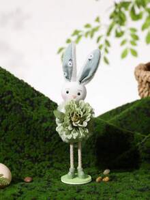 1个迷人的8.66英寸高站立式复活节兔子装饰品，配有仿真花朵点缀，适合客厅壁炉装饰、复活节礼物、复活节花卉派对装饰、春季装饰、复活节工艺品、复活节派对礼品填充物。 - 彩色 - 查看 8