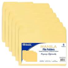 BAZIC Manila File Folder 1/3 Cut Letter Size, Left Right Center Tabs Positions, For Organizing Filing Document Storage, Total 6-Count - Màu vàng - Xem 1